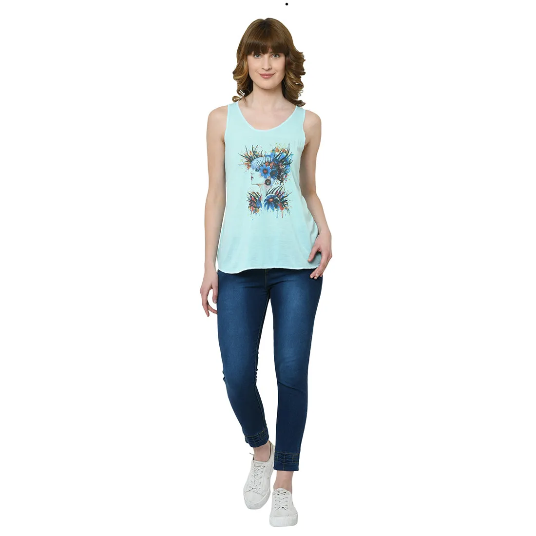 Vimal Jonney Green Tank Top For Women's
