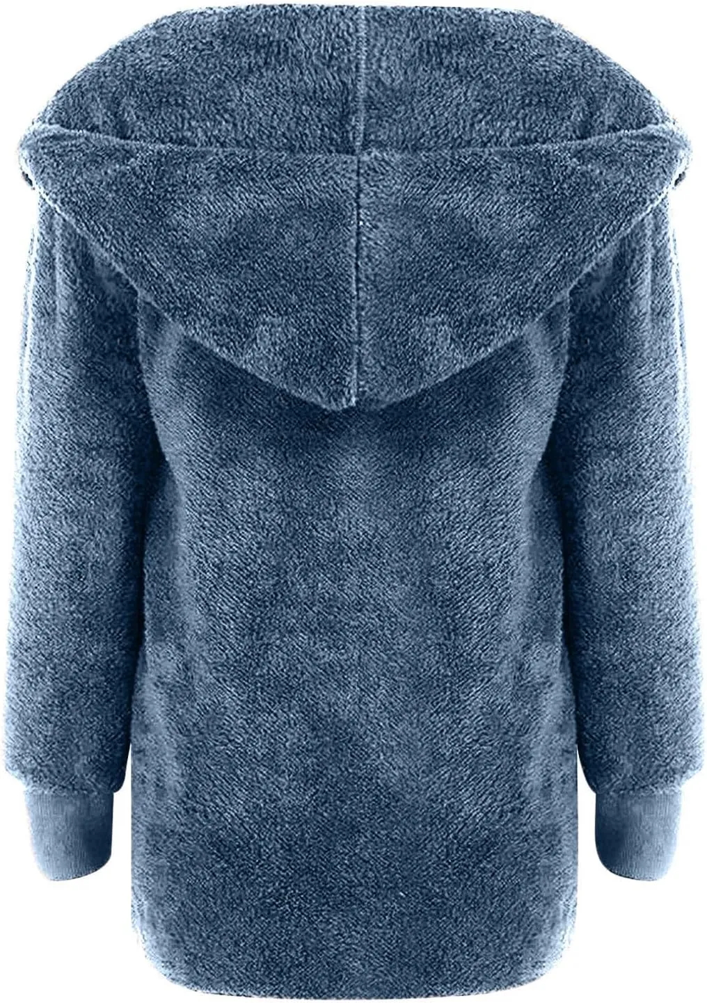 Women Hooded Cardigan Solid Oversized Open Front Hoodies Fleece Fuzzy Jacket 2024 Winter Warm Sherpa Coat With Pocket