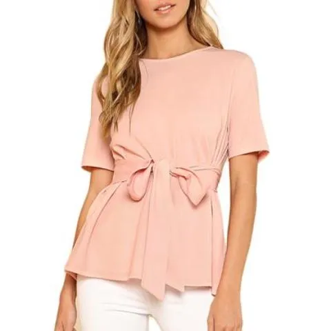 Women Pink Self Belt Blouse