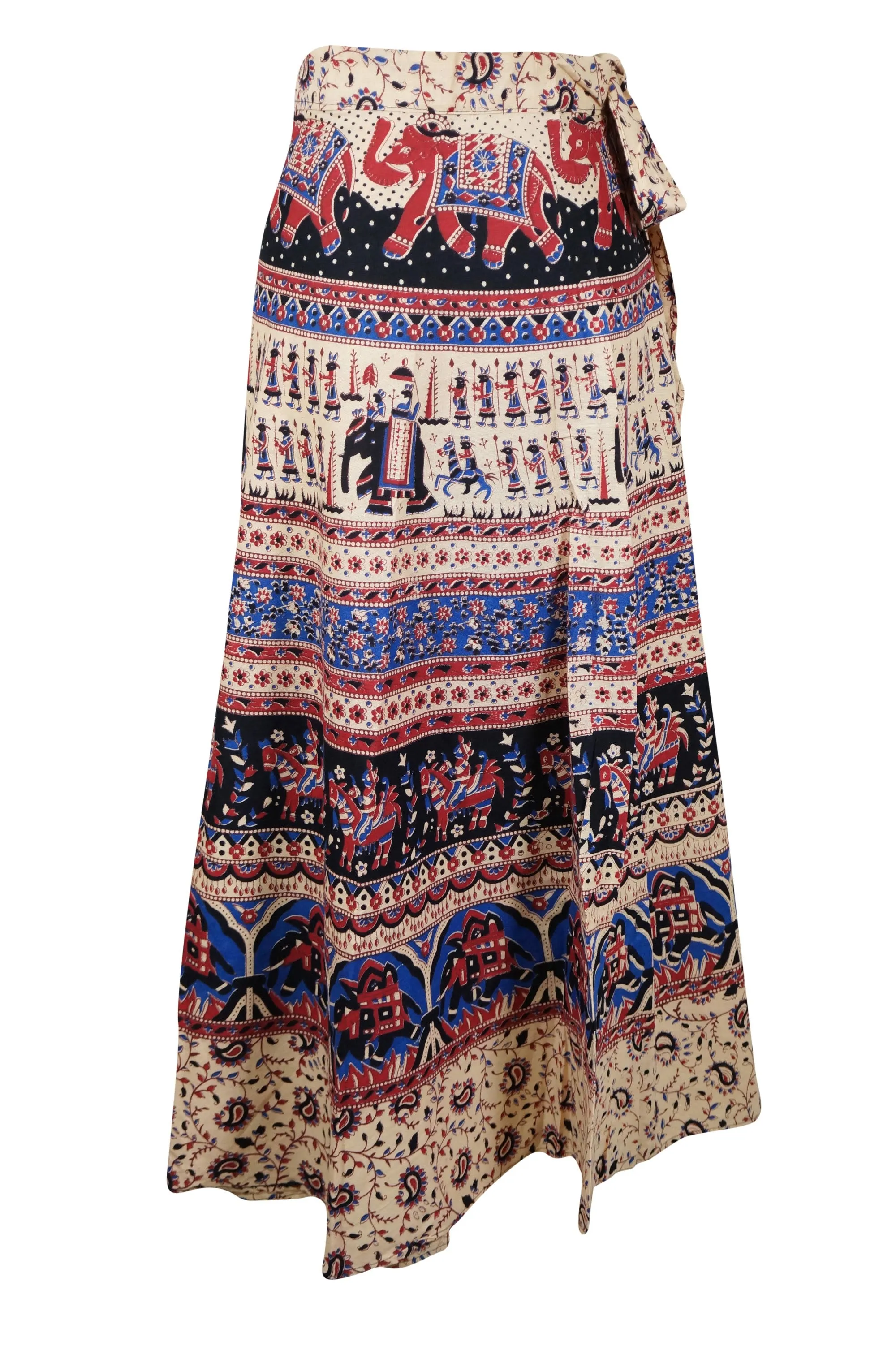 Women Printed Wrap Around, Pink Blue Handmade Women Summer Beach Vacation Skirt
