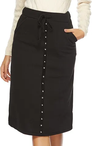 Women Thick Comfy Pencil Skirt, Fashion High Waisted Drawstring Midi Skirts Loose Casual Spring Clothes with Pockets
