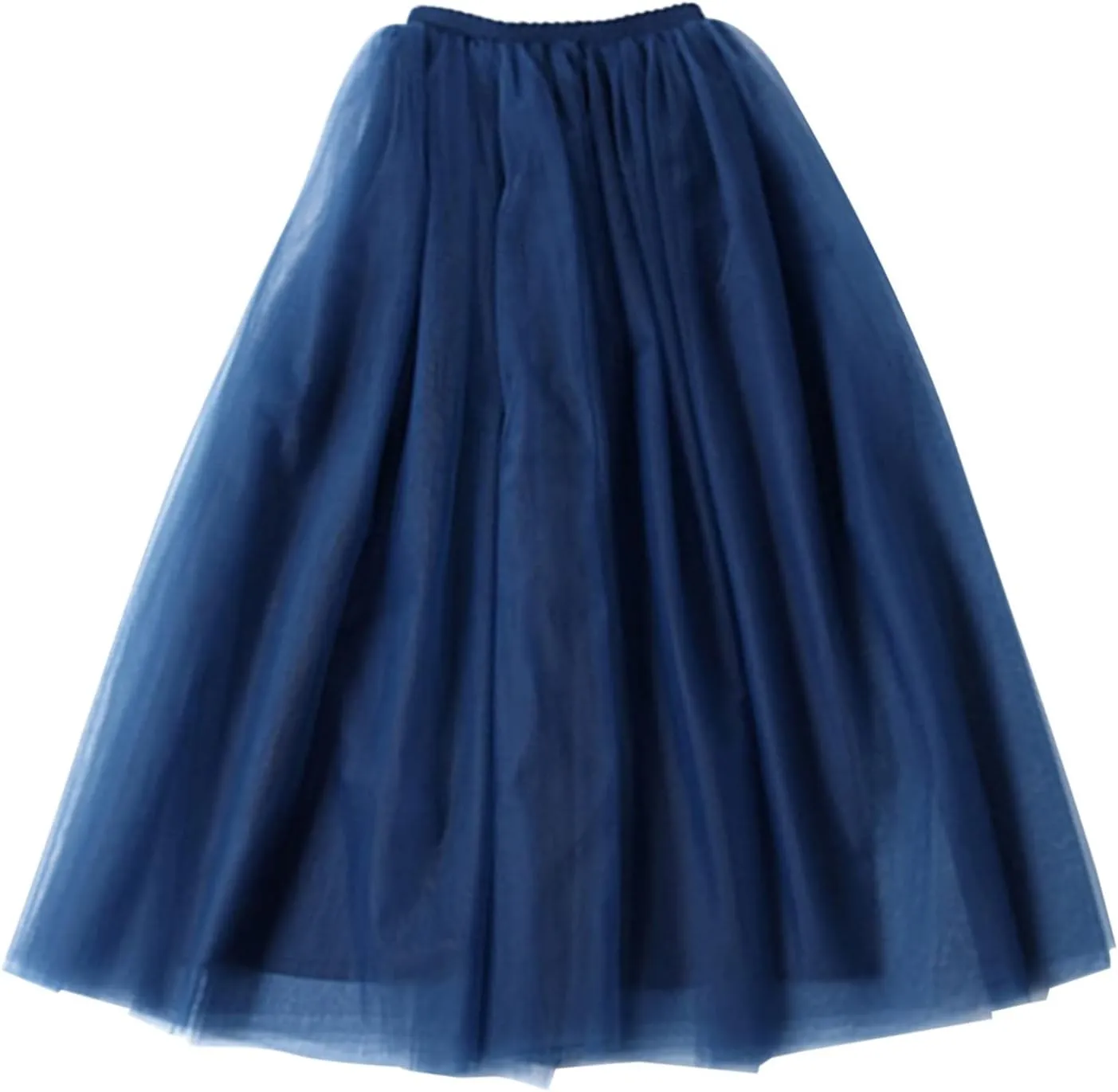 Women's Elastic High Waist Lace Up Puffy Skirt Solid Color Mesh Long Skirt Big Hem Ankle Length Maxi Skirt