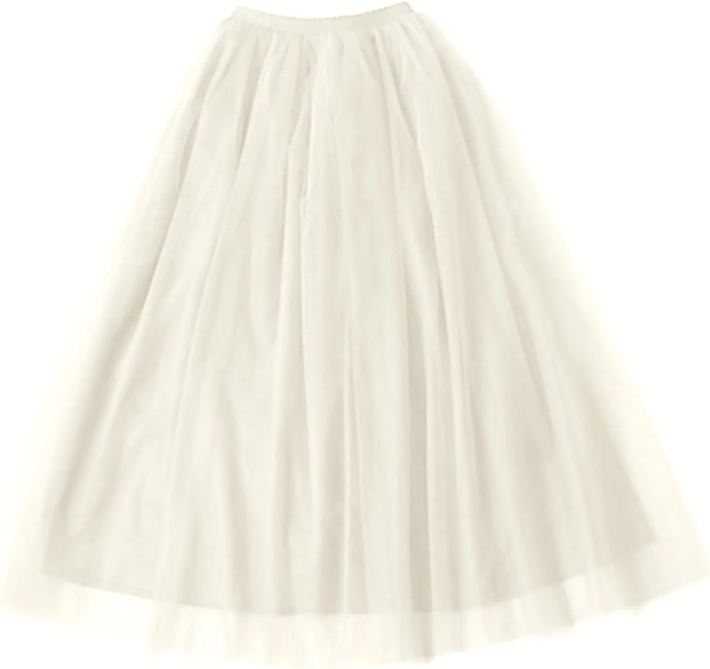 Women's Elastic High Waist Lace Up Puffy Skirt Solid Color Mesh Long Skirt Big Hem Ankle Length Maxi Skirt