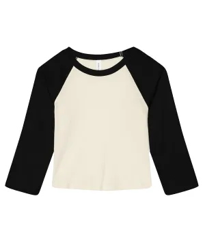 Womens micro rib 3/4 raglan baby t-shirt | Natural/Black