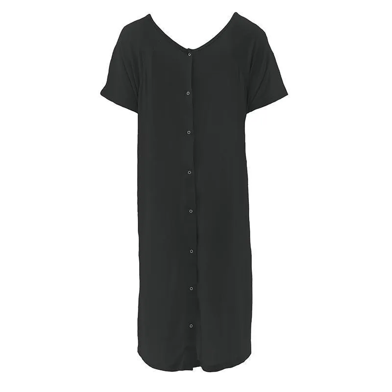Women's Solid Bamboo Labor and Delivery Hospital Gown - Midnight