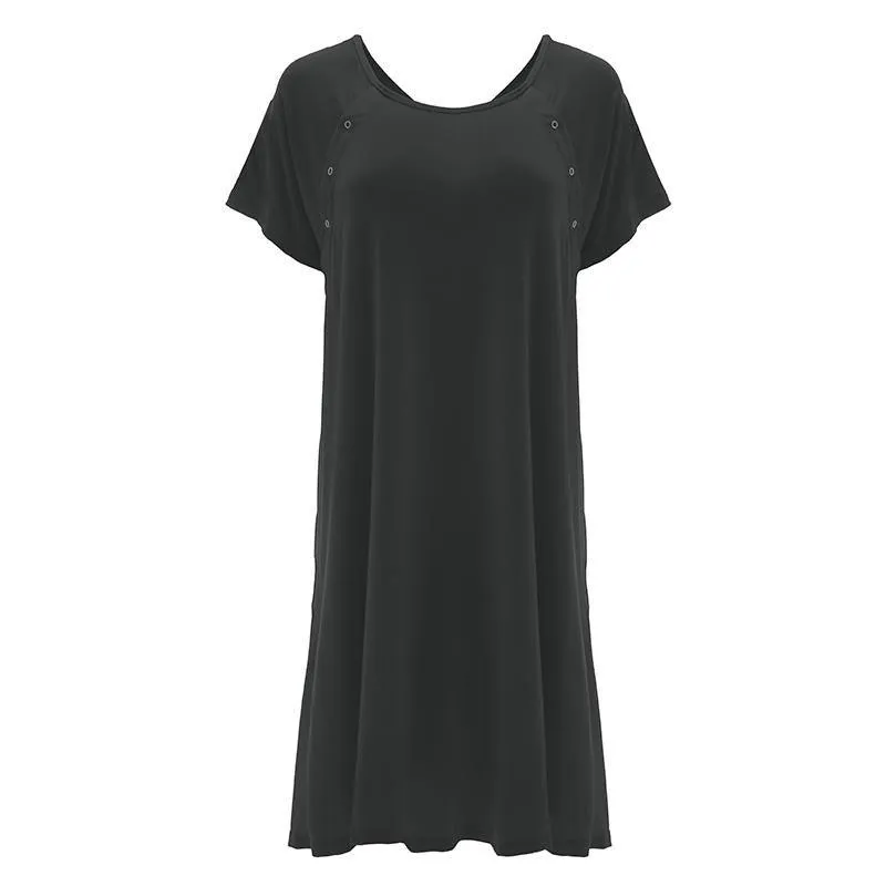 Women's Solid Bamboo Labor and Delivery Hospital Gown - Midnight