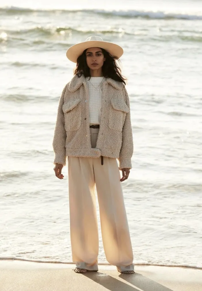 xakxx Winter New Fur Blend Coat Women Laple Loose Pocket Long Sleeve Warm Trick Fashion Coats Female